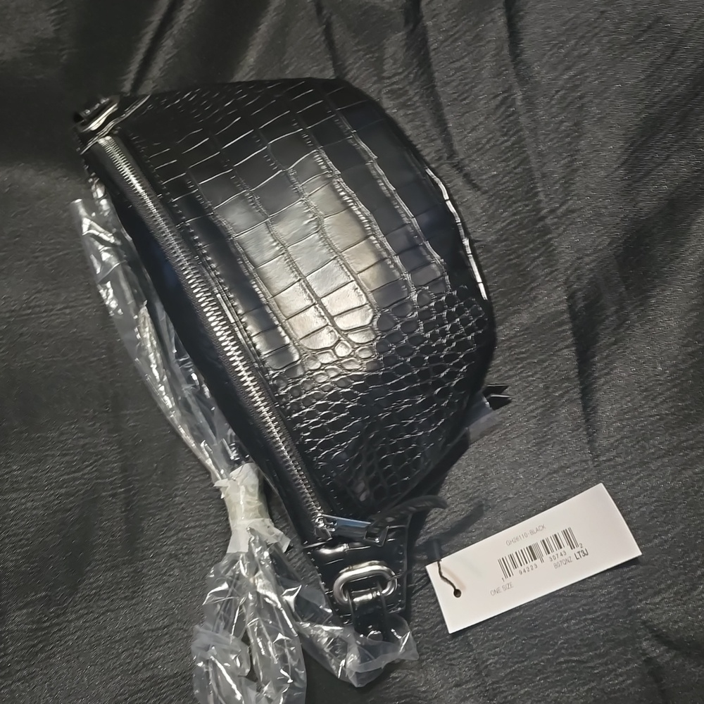 Black Croc Embossed Belt Bag